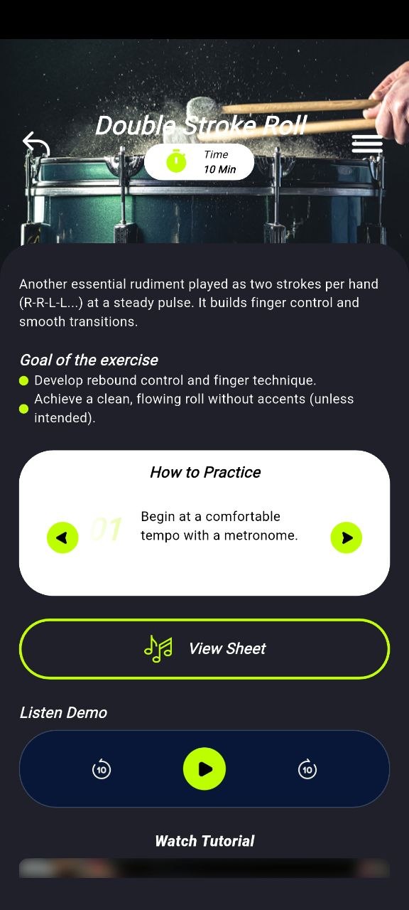 Exercise detail screen